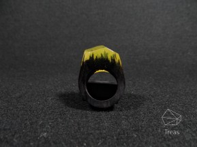 Таинственное - кольцо из черного граба и ювелирной смолы